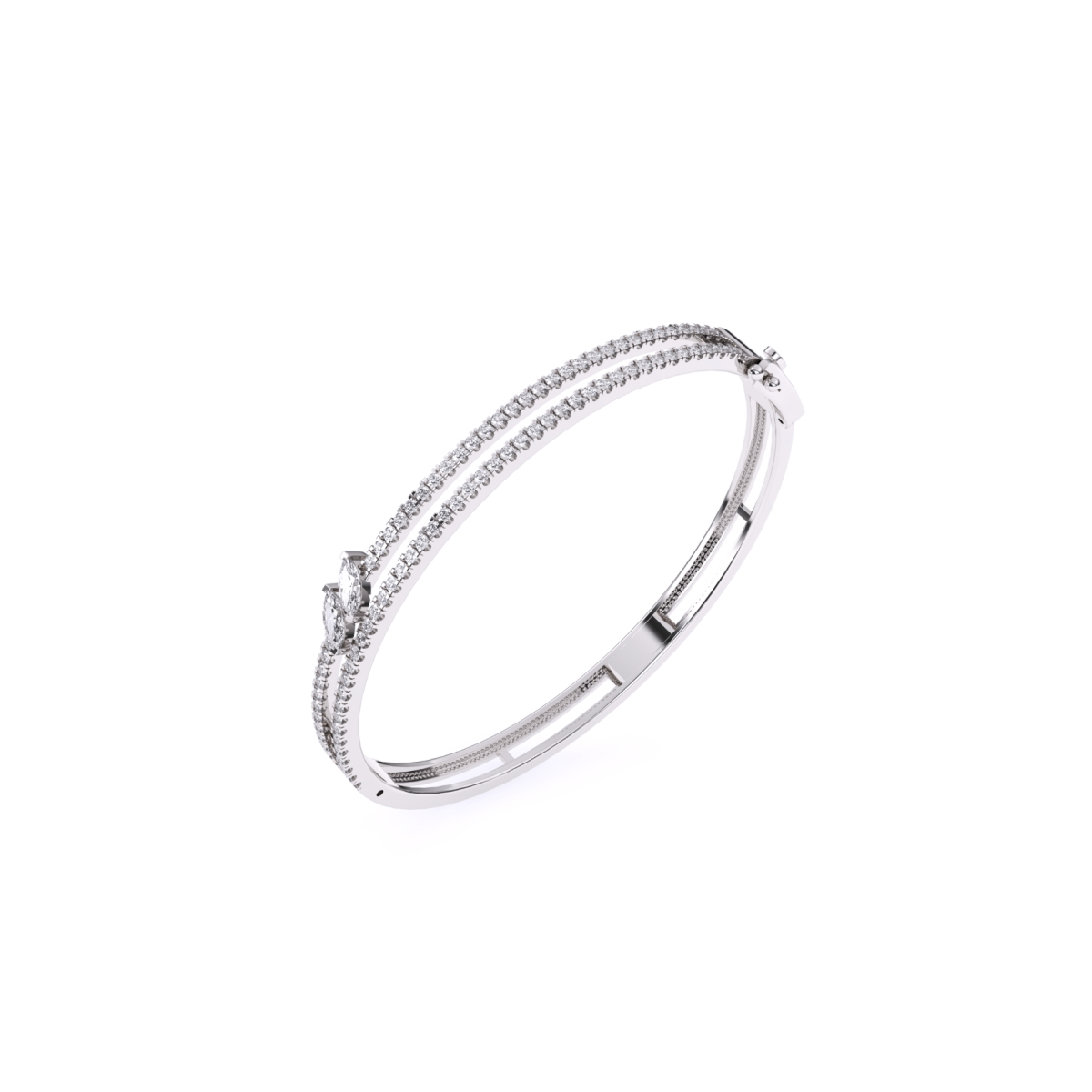 Stackable Two Row Round Diamond Bracelet